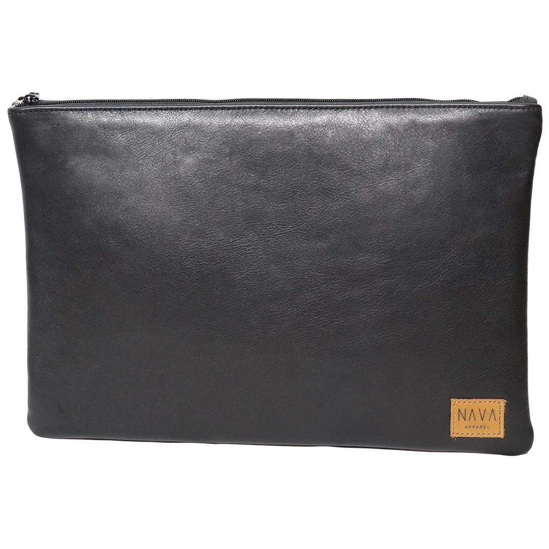 Nava Handcrafted 13″ Leather Laptop Sleeve | Ebony Black