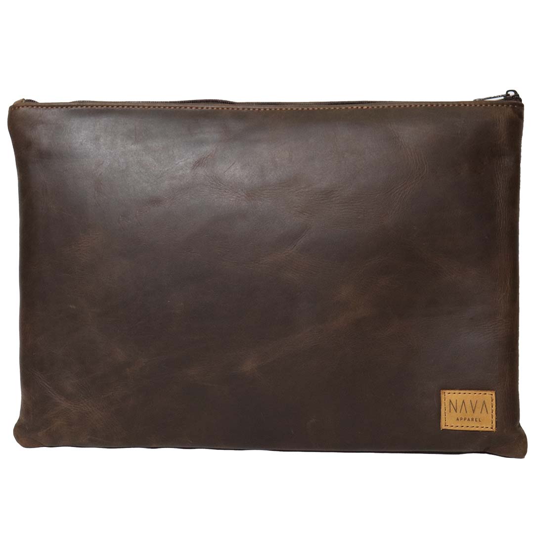 Nava Handcrafted 15″ Leather Laptop Sleeve | Umber Brown