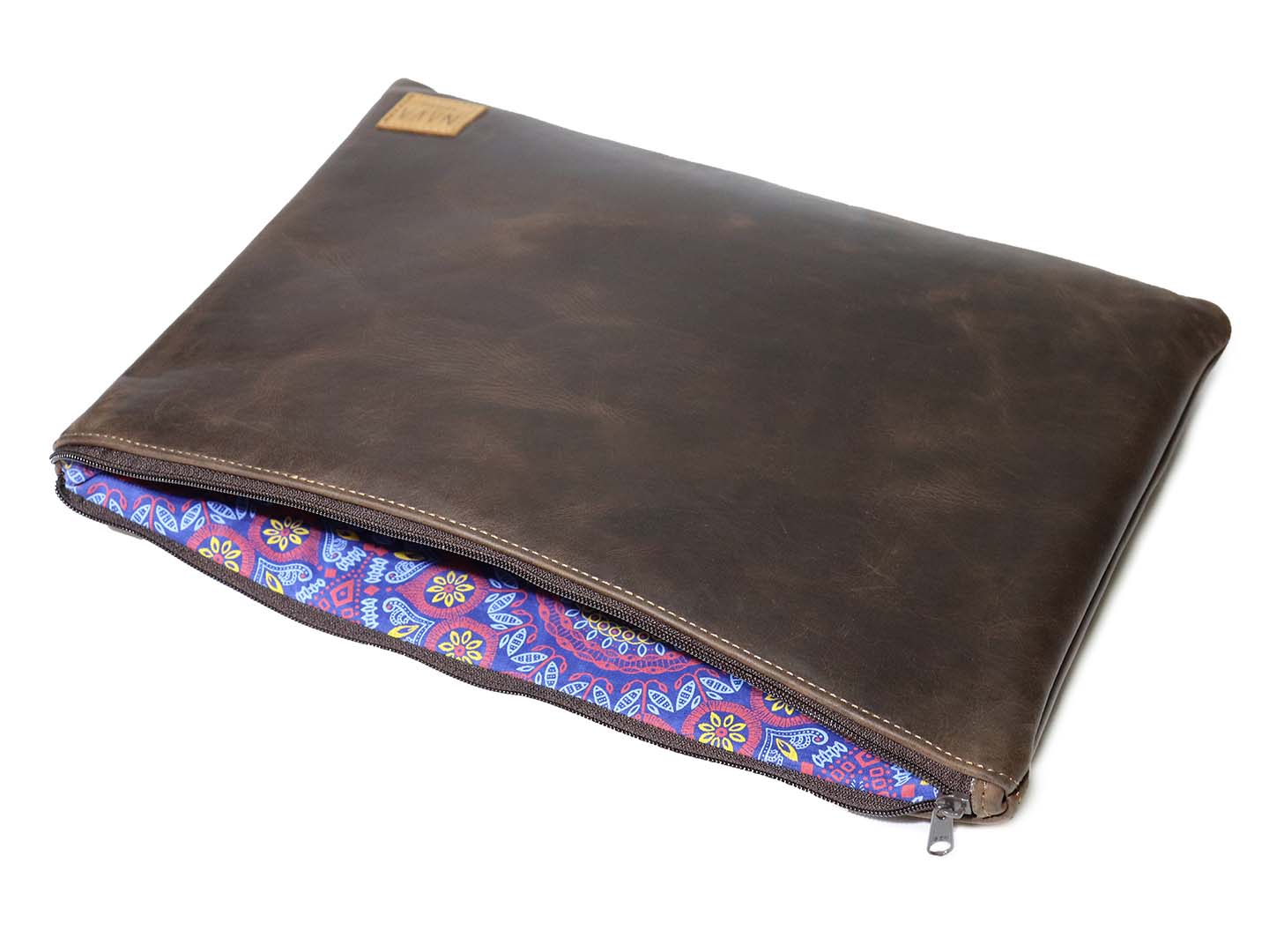 Nava Handcrafted 14″ Leather Laptop Sleeve | Umber Brown